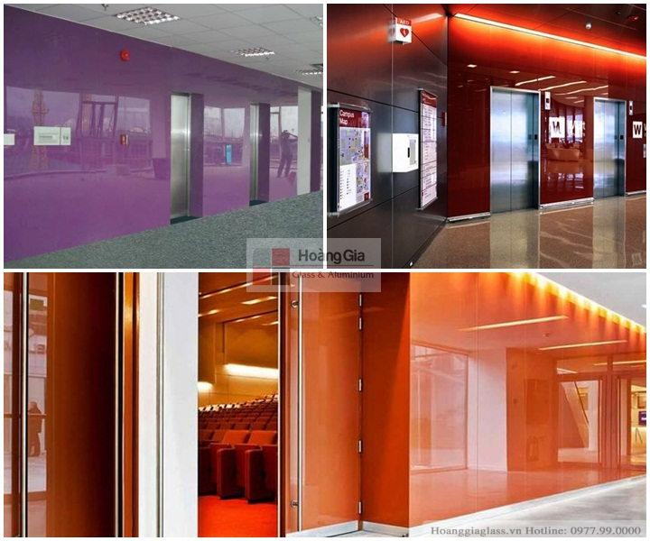 Kính màu ốp cầu thang máy đẹp hiện đại