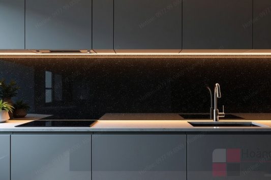 Kính ốp bếp kim sa Đen (SKDE02)