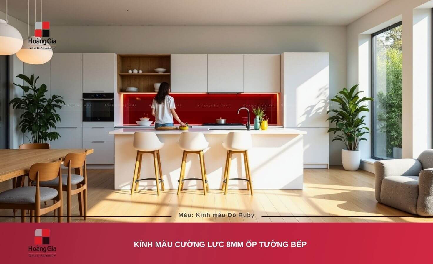Kính ốp bếp màu Đỏ ruby Kính ốp bếp màu Đỏ Ruby đẹp