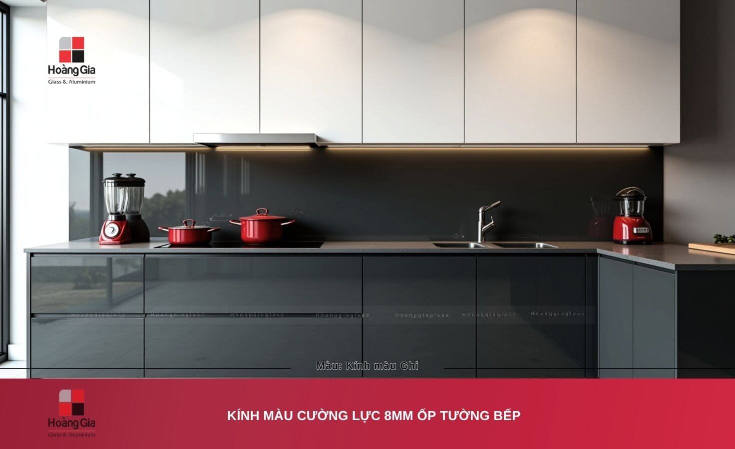 Kính Ốp Bếp Màu Ghi Cường Lực