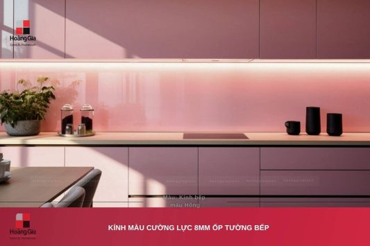 Kính ốp bếp màu Hồng nhe nhang nu tinh