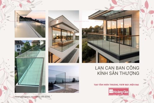 Ban công kính sân thượng phong cách hiện đại