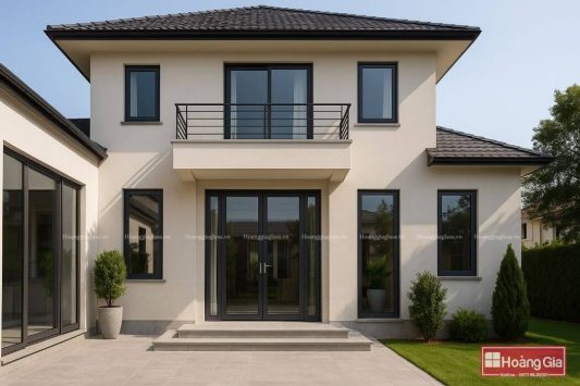 Nhà phố hiện đại sử dụng cửa nhôm kính Xingfa sang trọng.