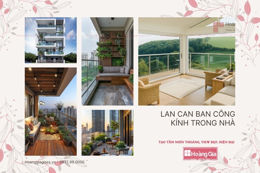 lan can Ban công kính trong nhà