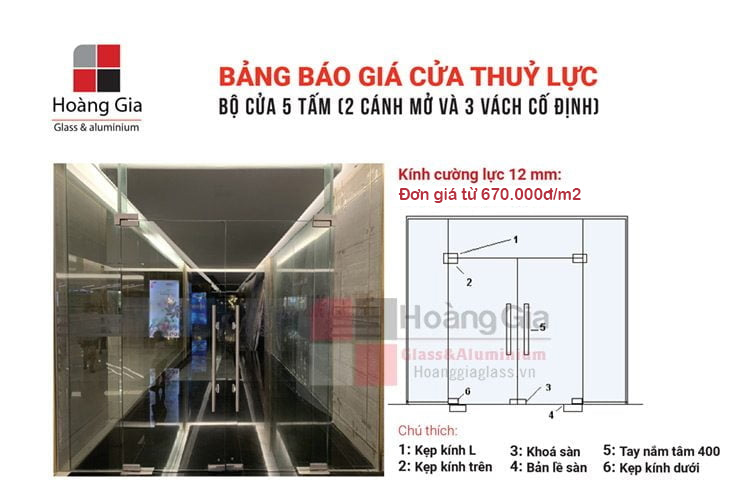 Báo giá cửa thuỷ lực 5 tấm